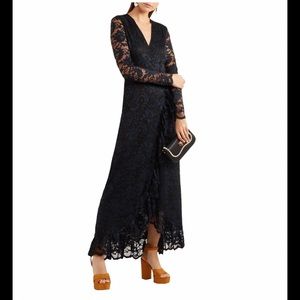 Ganni Flynn Ruffled-Trimmed Lace Maxi Wrap Dress